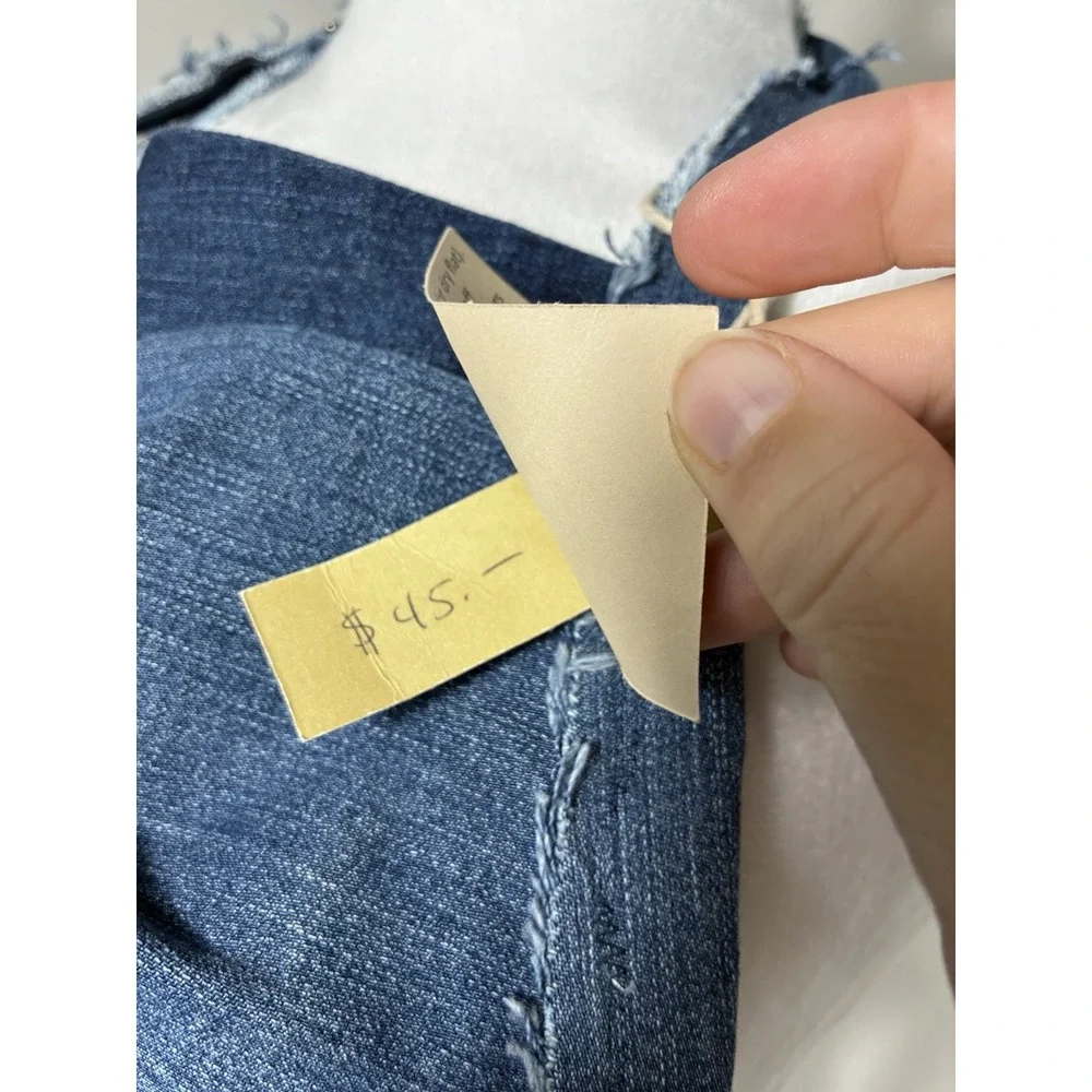 Handmade Recycled Denim Apron Blue OS Boho Tie Back Ajustable‎ Neck Strap